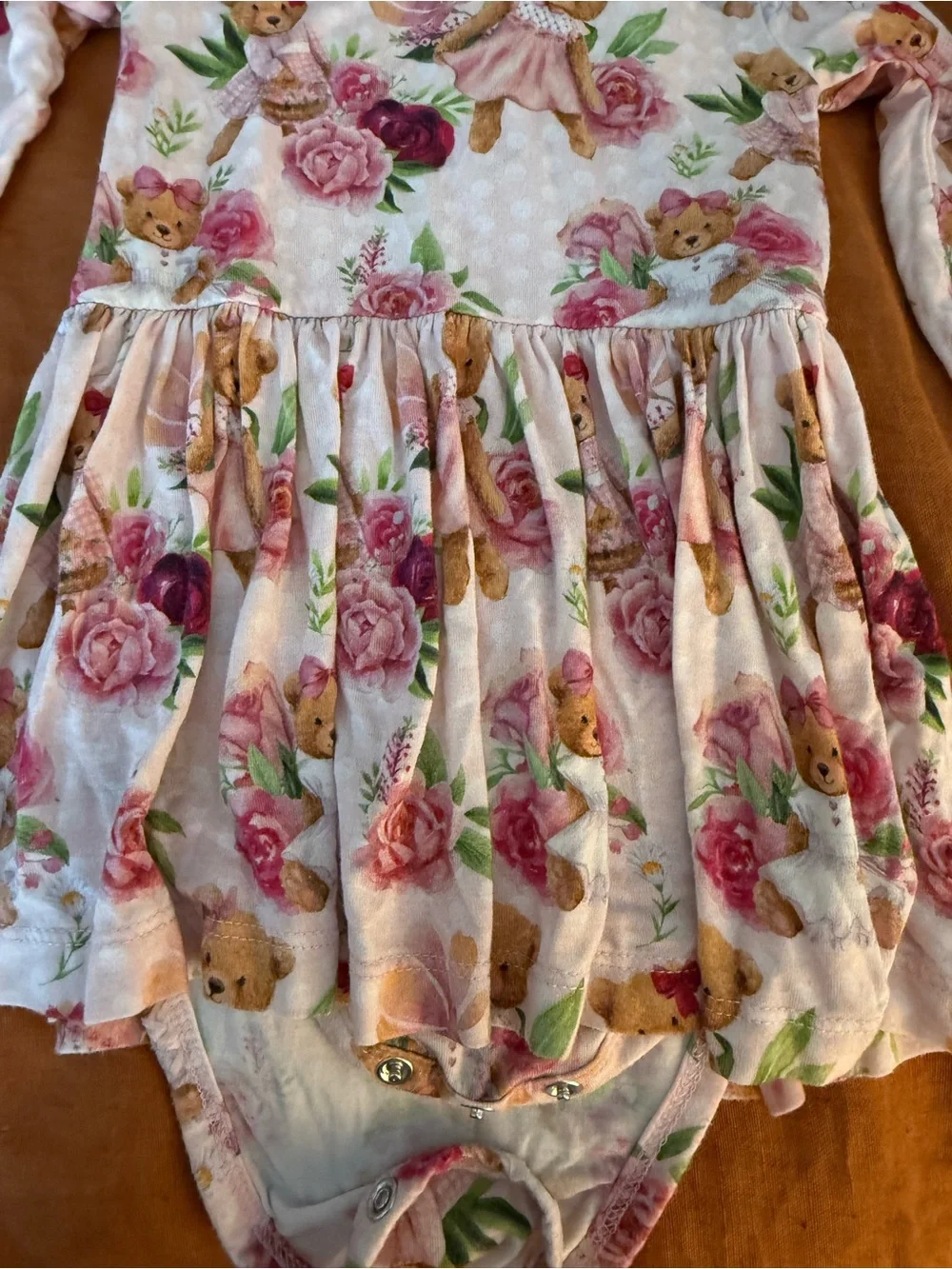 Baby Girls Floral Teddy Long Sleeve bamboo twirl dress